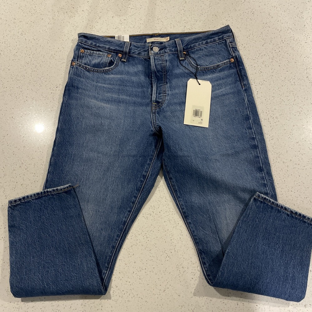 Levi's Premium Wedgie High Rise Tapered Leg Womens Size 32 Jeans 32x28 Blue NEW